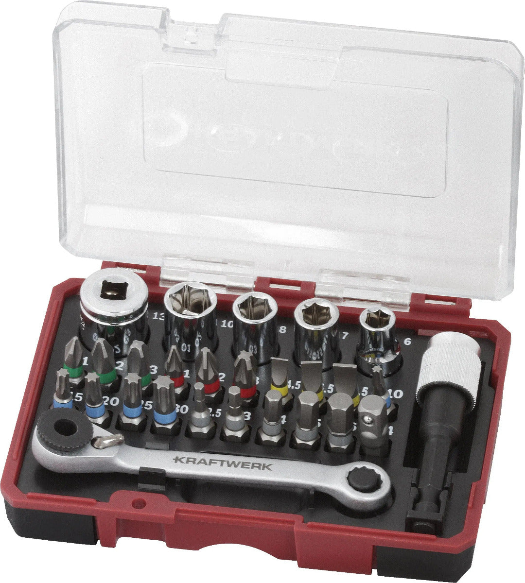 Bit-Box mit Mini-Ratschenschlüssel 1/4" S2 – 27-teilig | KRAFTWERK PRO LINE