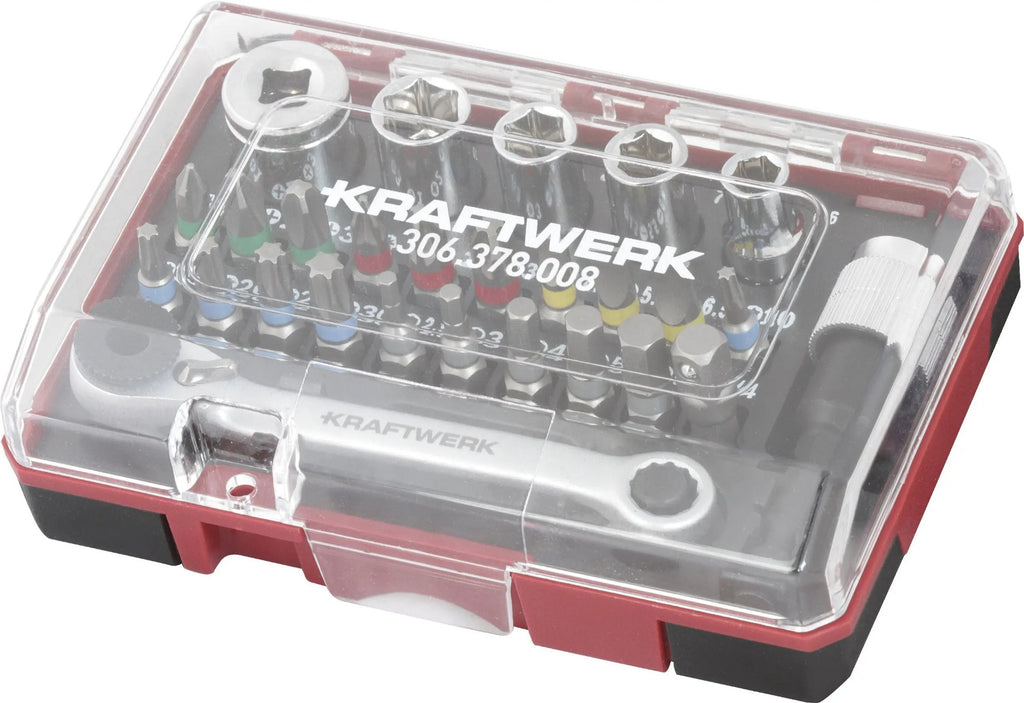 Bit-Box mit Mini-Ratschenschlüssel 1/4" S2 – 27-teilig | KRAFTWERK PRO LINE