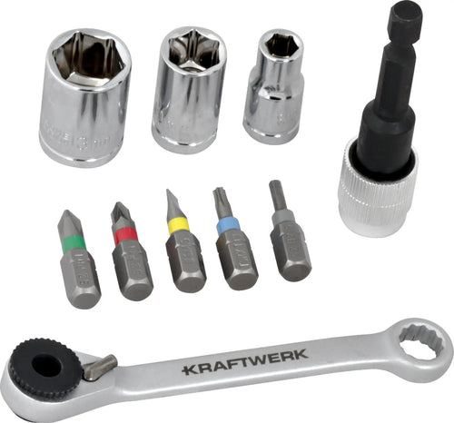 Bit-Box mit Mini-Ratschenschlüssel 1/4" S2 – 27-teilig | KRAFTWERK PRO LINE
