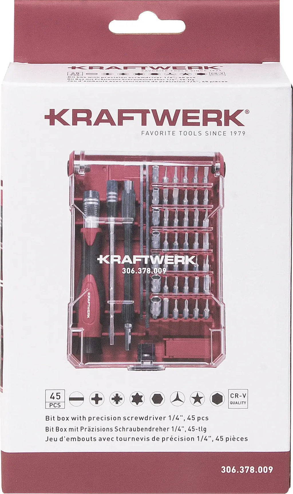 Bit-Box mit Präzisions-Schraubendreher 1/4" – 45-teilig | KRAFTWERK