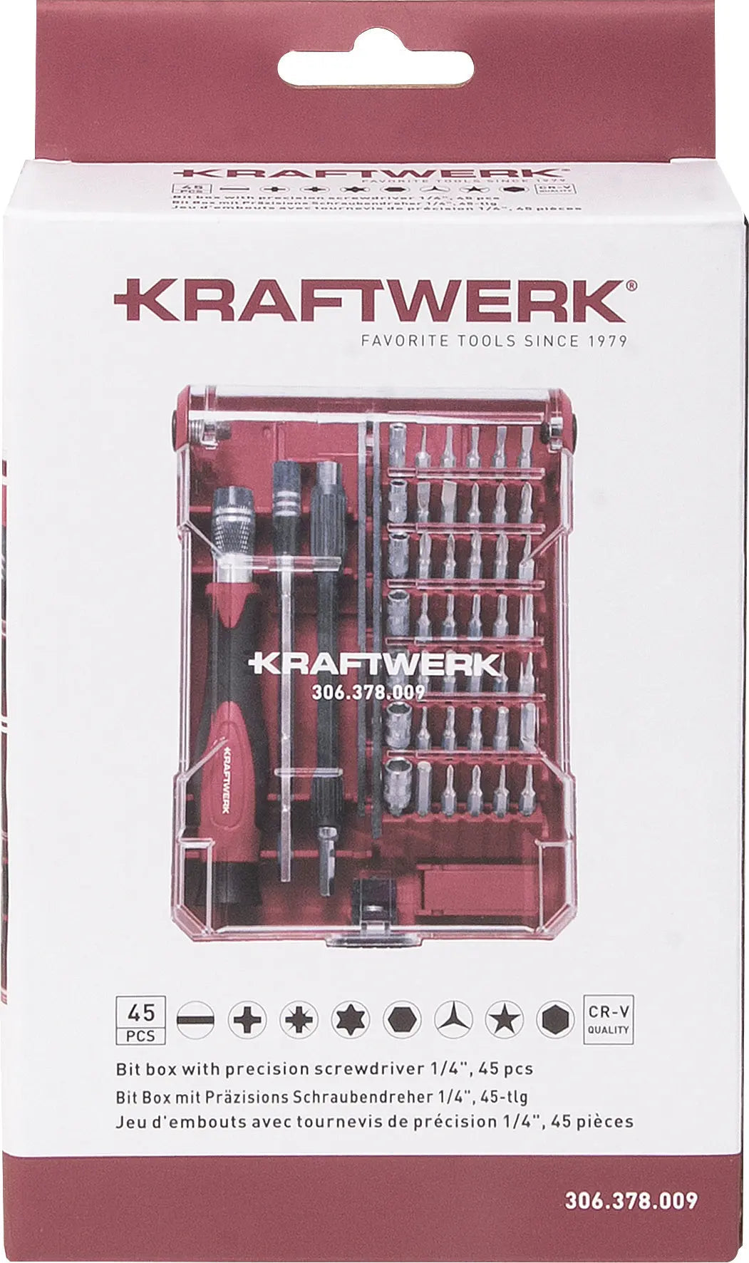 Bit-Box mit Präzisions-Schraubendreher 1/4" – 45-teilig | KRAFTWERK