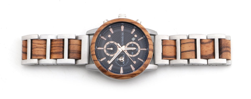 LIGNUM Timberline Blue – Premium Holzuhr mit blauen Akzenten