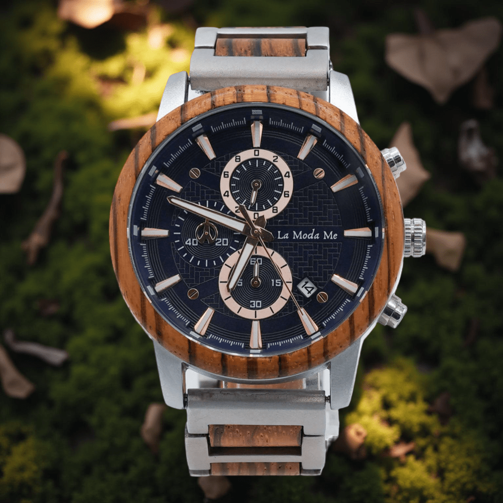 LIGNUM Timberline Blue – Premium Holzuhr mit blauen Akzenten